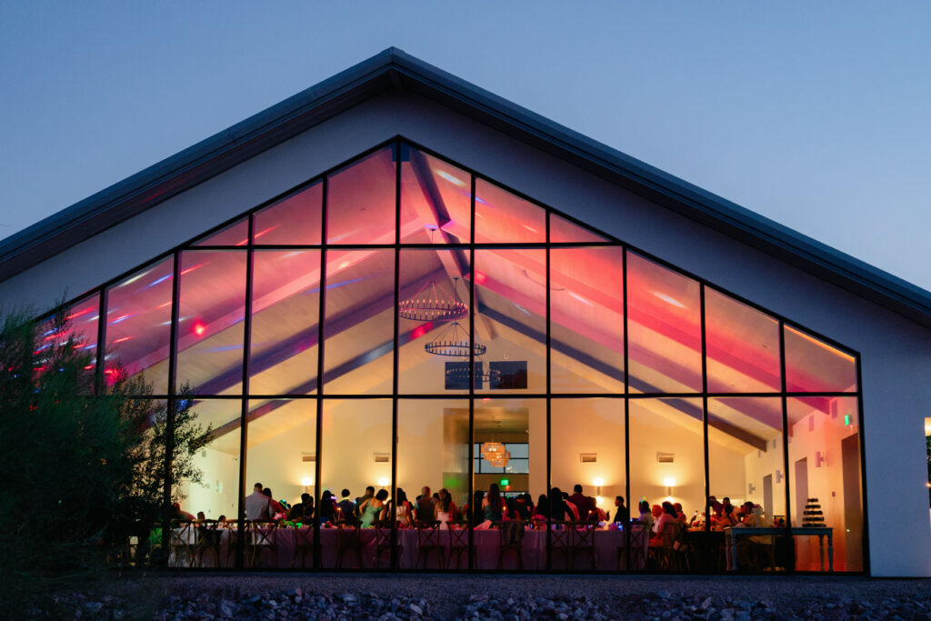 Atmospheric Arizona wedding image with warm desert light and minimal styling.