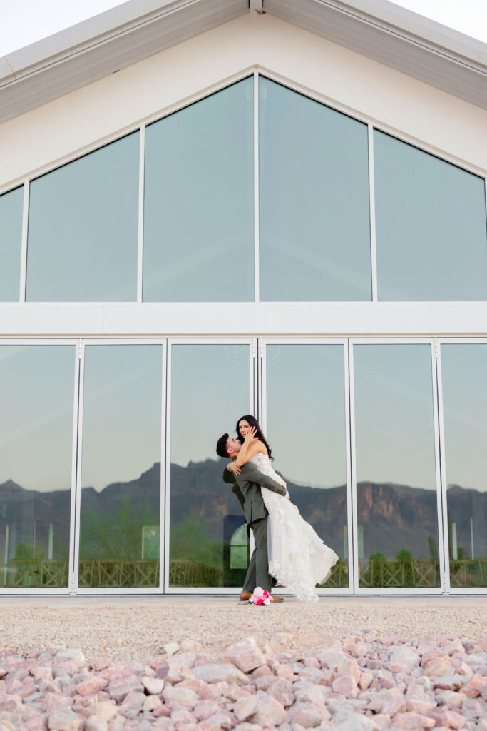 Soft, romantic wedding portrait created by a Phoenix wedding photographer.
