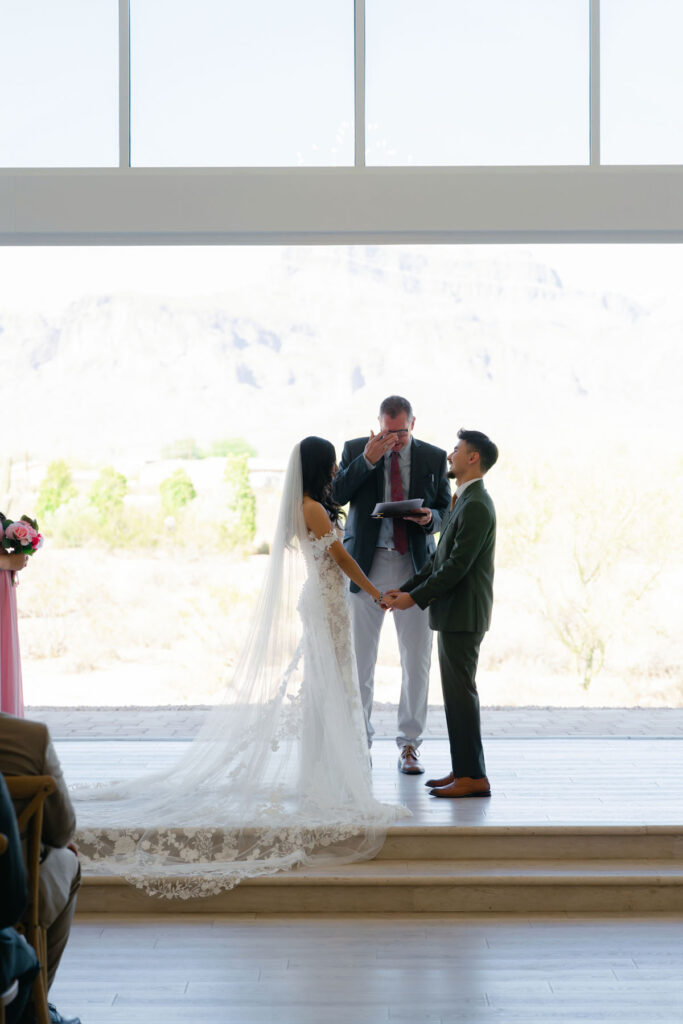 Romantic Arizona wedding moment at a desert view venue near Phoenix.