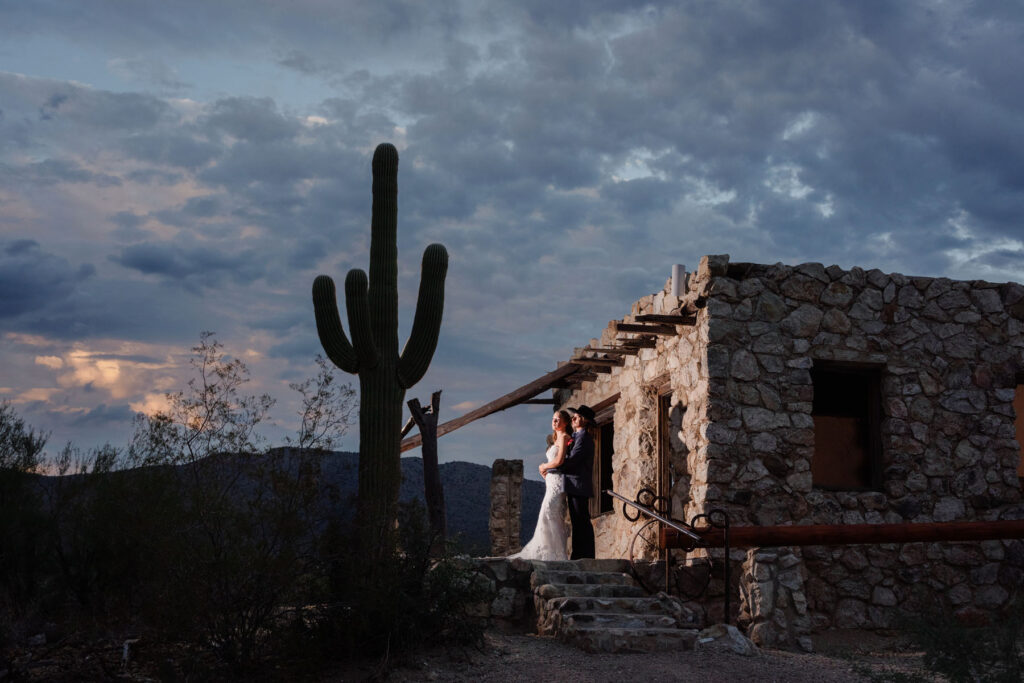4. Luxury leaning Arizona wedding photo in soft desert light.