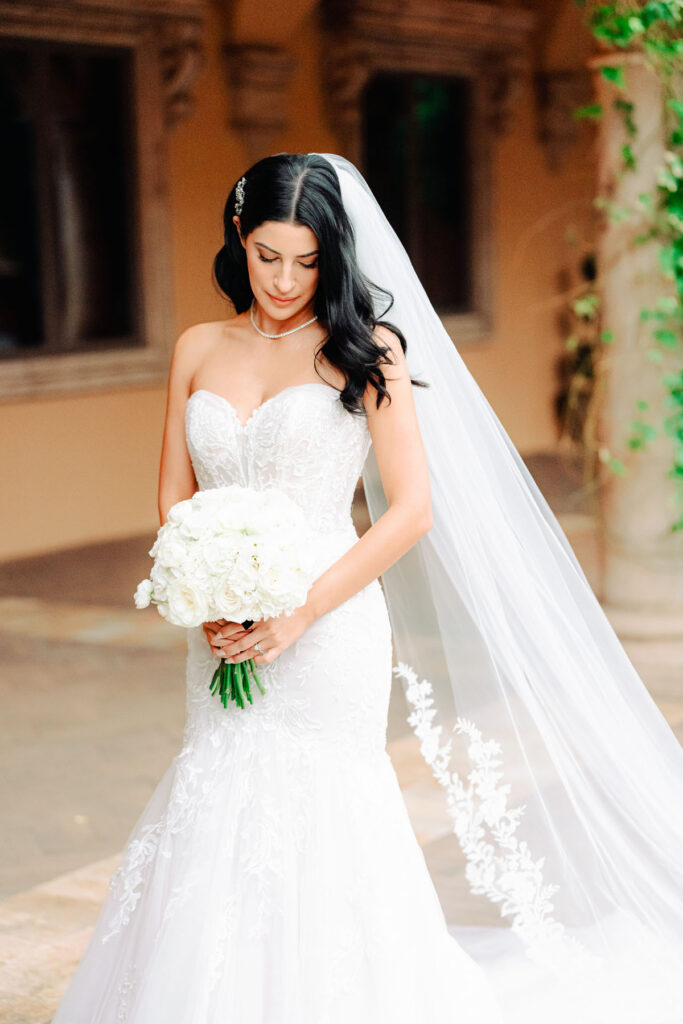 Bride solo portrait at Royal Palms in Phoenix, Arizona.